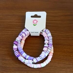 Purple and Pink Clay Bracelet Set